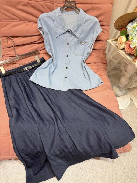 2026年4月4日入荷春夏新作Pradaセット 上下 高級品復刻 女性服 KL工場