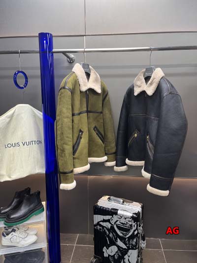 秋冬原版復刻 新品ルイヴィトン本革 毛皮一体 ジャケットアウ...