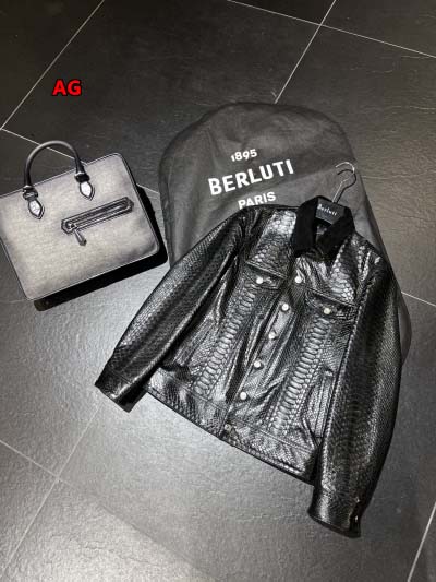 秋冬原版復刻 新品  Berluti ニシキヘビの皮ジャケッ...