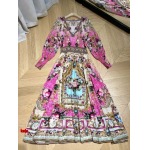 ハイエンドの品質の婦人服Camillaバロックのシルクのプリントのワンピースのフランス式のお茶は風を休めます~巴