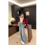Loewe春モデル 欧品デニムワイドパンツ淡いブルーのトーンがさわやかです