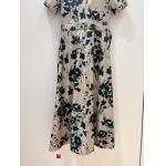Dior24春夏休暇新品水墨画の元素の図案の半袖ワンピースです