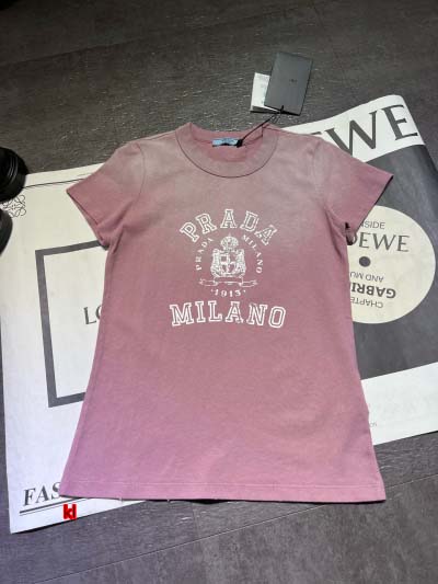 プラダレディースプリント無地ニットTシャツ半袖