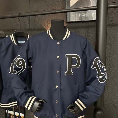 2025年2月9日新商品入荷prada カレッジカラーリブのベースボールジャケットcan 工場