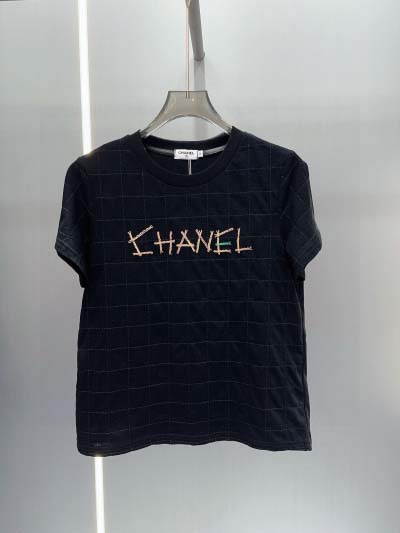 シャネル25SS春夏新作アンティークシリーズ刺繍チェック柄T...