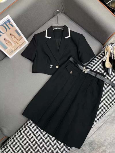 Dior-24SS新作半袖ブレザープレスプリーツ半身スカート...