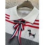 Thom Browne-25早春新作ラペルストライプカラーブロックニット半袖