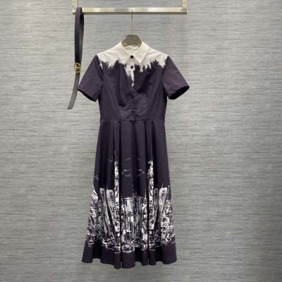 春と夏ディオールプリント腰の長さのドレス