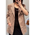miu チェック柄ブレザー  MIU新作ウールブレザー can工場