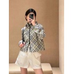2025年2月5日の新作BURBERRY クラシックなチェック柄の馬騎士刺繡リバーシブルのショートコート