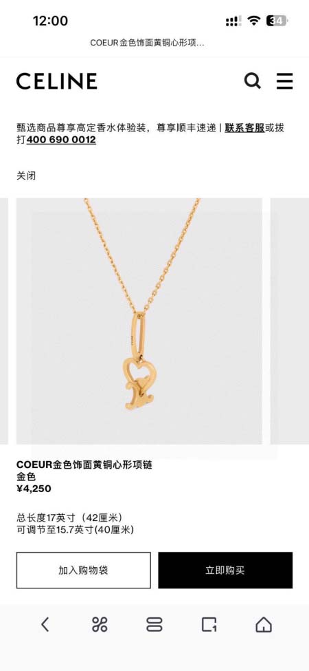 2025年3月7日入荷新品celineネックレスギフト+ブレスレット+ピアス/誕生日/記念品/xin工場