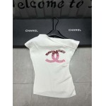 2025年4月30日入荷春夏新作Chanel斜め肩 ニット半袖 Tシャツ  can工場