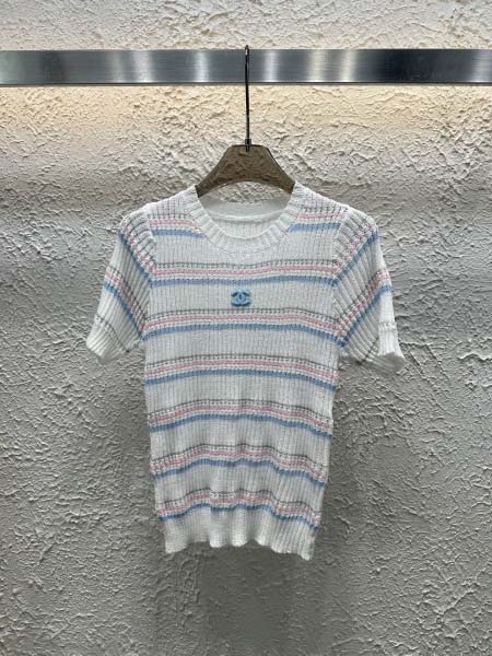 2025年6月10日入荷春夏新作chanelニット半袖ファッ...