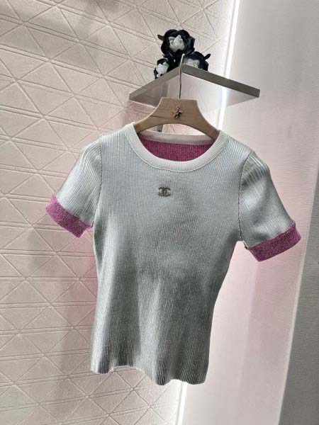 2025年6月10日入荷春夏新作CHANELニット半袖ファッ...